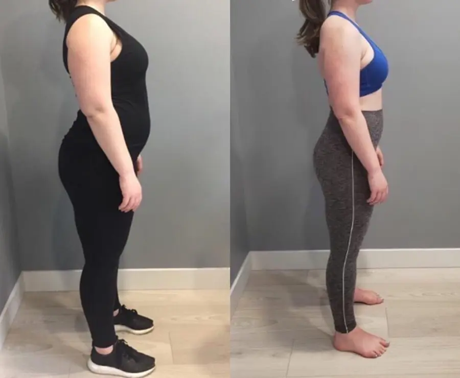 Client fat loss transformation before and after