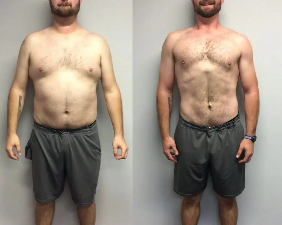 Client weight loss transformation before and after