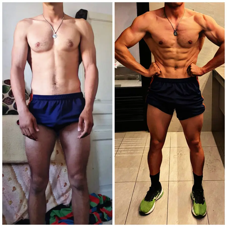 Client muscle gain and strength transformation before and after