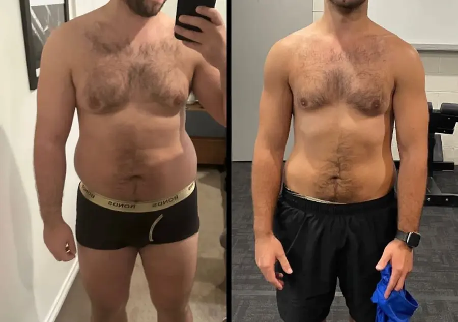 Client weight loss transformation before and after